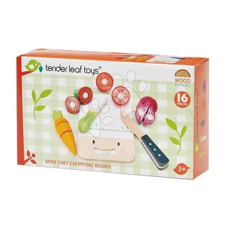 Dřevěné kuchyňky - Dřevěné prkýnko se zeleninou Mini Chef Chopping Board Tender Leaf Toys - 4