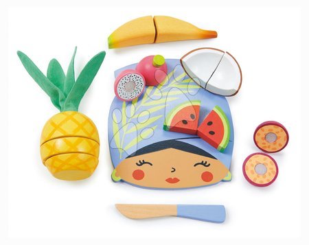 Drevené kuchynky - Drevená doska s tropickým ovocím Tropical Fruit Chopping Board Tender Leaf Toys - 2