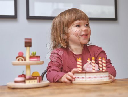 Fa játékkonyhák - Fa csokitorta Chocolate Birthday Cake Tender Leaf Toys - 2