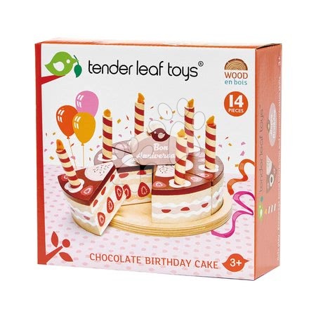 Drevené kuchynky - Drevená čokoládová torta Chocolate Birthday Cake Tender Leaf Toys - 3