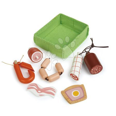 Dřevěné kuchyňky - Dřevěné šunky a uzeniny Charcuterie Crate Tender Leaf Toys - 1