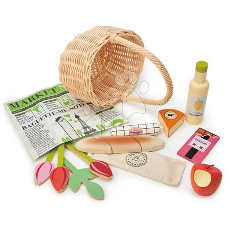 Cocinas infantiles - Cesta de mimbre con tulipanes Wicker Shopping Basket Tender Leaf Toys_1