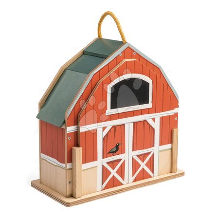 Dřevěné domky pro panenky - Dřevěná farma s traktorem Little Barn Tender Leaf Toys - 3