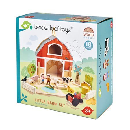 Dřevěné domky pro panenky - Dřevěná farma s traktorem Little Barn Tender Leaf Toys - 7