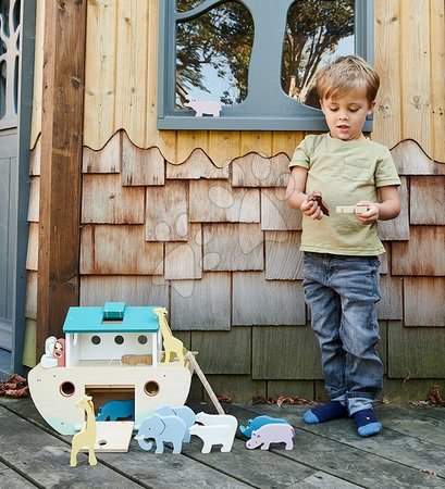 Dřevěné didaktické hračky - Dřevěná Noemova archa se zvířátky Noah's Wooden Ark Tender Leaf Toys - 4