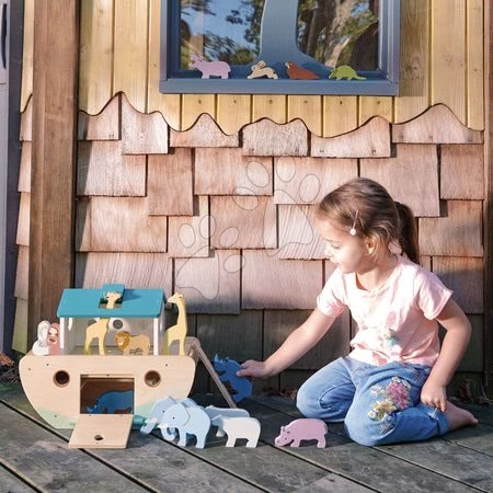 Dřevěné didaktické hračky - Dřevěná Noemova archa se zvířátky Noah's Wooden Ark Tender Leaf Toys - 5