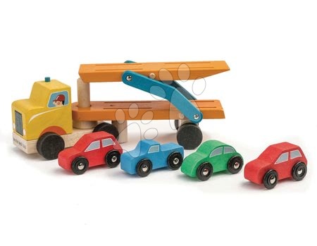 Dřevěná auta  - Dřevěný kamión Car Transporter Tender Leaf Toys - 1