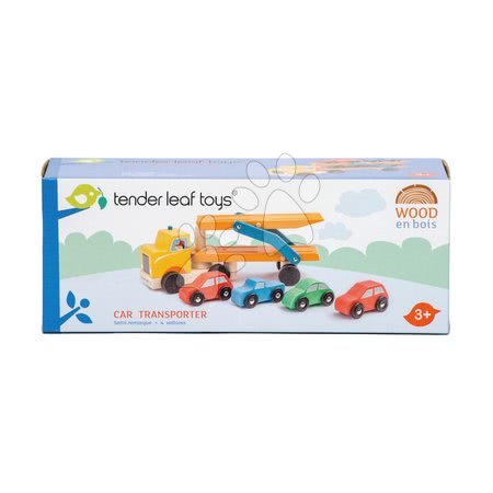 Dřevěná auta  - Dřevěný kamión Car Transporter Tender Leaf Toys - 3