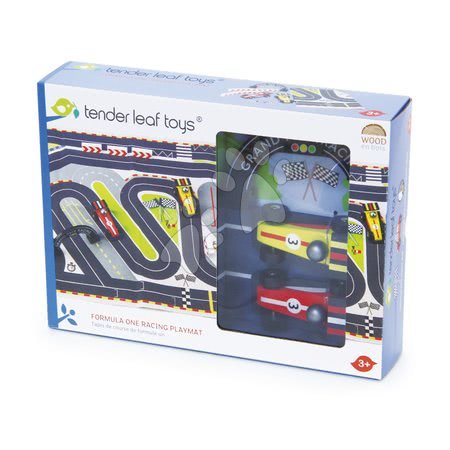 Dřevěná auta  - Dřevěná závodní auta Formula One Racing Playmat Tender Leaf Toys - 3