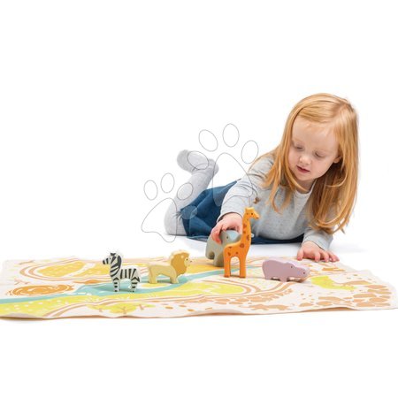  Készségfejlesztő fajátékok - Fa állatkák Safari Playmat Tender Leaf Toys - 2