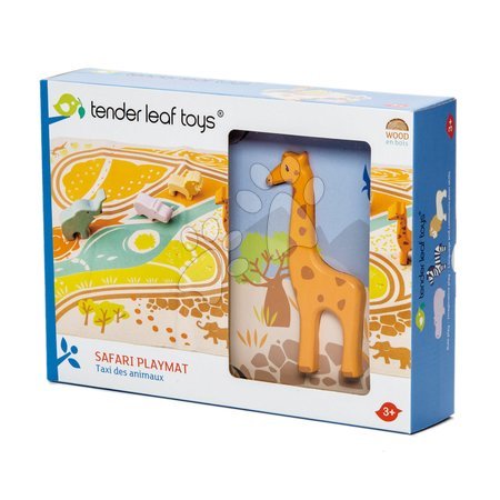 Jucării pentru dezvoltarea abilitătii copiiilor - Animale din lemn Safari Playmat Tender Leaf Toys - 3