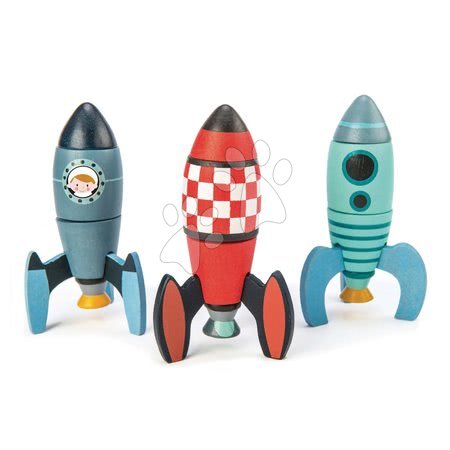 Hračky pre deti od 3 do 6 rokov - Drevené skladacie rakety Rocket Construction Tender Leaf Toys