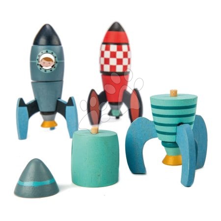 Jucării pentru copilași de la 3 la 6 ani - Joc de construit rachetă din lemn Rocket Construction Tender Leaf Toys_1