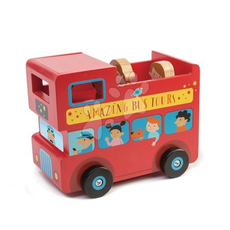 Dřevěná auta  - Dřevěný patrový autobus London Bus Money Box Tender Leaf Toys - 1