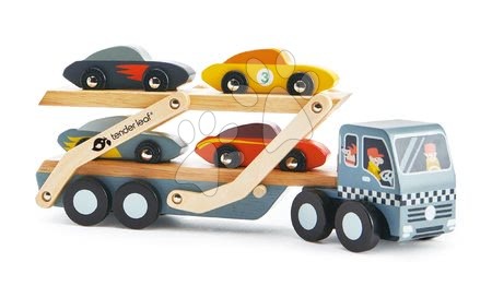 Wooden toy cars - Wooden Truck Car Transporter Tender Leaf Toys - 5