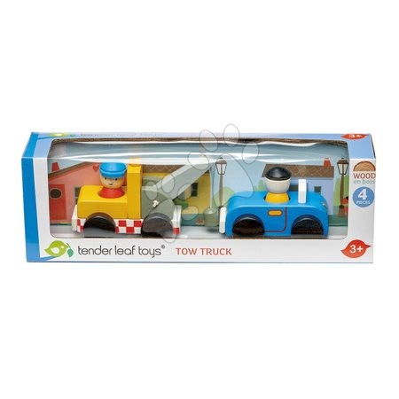 Fa kisautók - Fa vontatókocsi autóval Tow Truck Tender Leaf Toys - 3