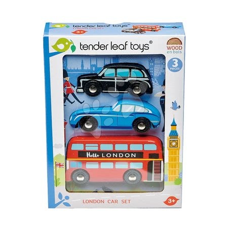 Fa kisautók - Fa városi járművek London Car Set Tender Leaf Toys - 3