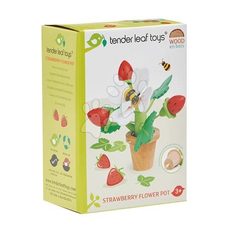 Lesene igrače za igre poklicev - Lesene jagode v cvetličnem lončku Strawberry Flower Pot Tender Leaf Toys - 3