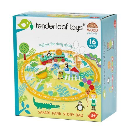 Dřevěné didaktické hračky - Dřevěný park se zvířátky Safari Park Story Bag Tender Leaf Toys - 2