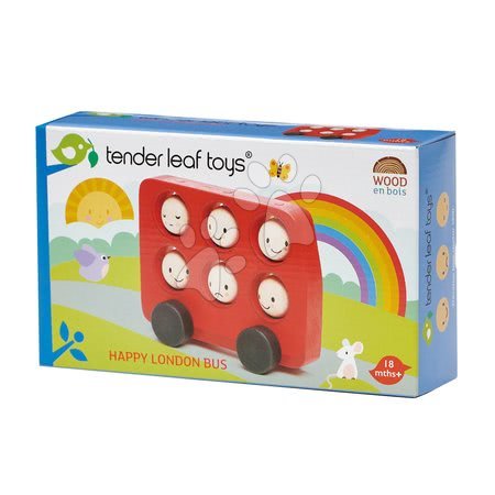 Dřevěná auta  - Dřevěný autobus s obličeji Happy London Bus Tender Leaf Toys - 3