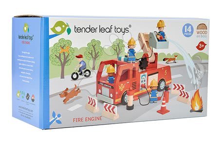 Drewniane samochody - Drewniane auto straży pożarnej Fire Engine Tender Leaf Toys - 6