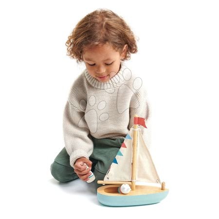  Készségfejlesztő fajátékok - Fa vitorlás Sailaway Boat Tender Leaf Toys - 3