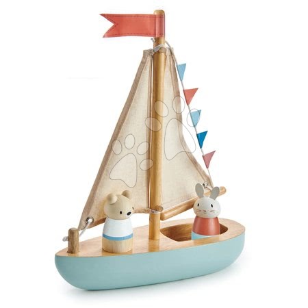  Készségfejlesztő fajátékok - Fa vitorlás Sailaway Boat Tender Leaf Toys - 4