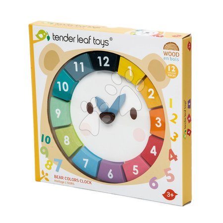 Wooden educational games - Wooden clock with bear Bear Colour Clock Tender Leaf Toys - 2