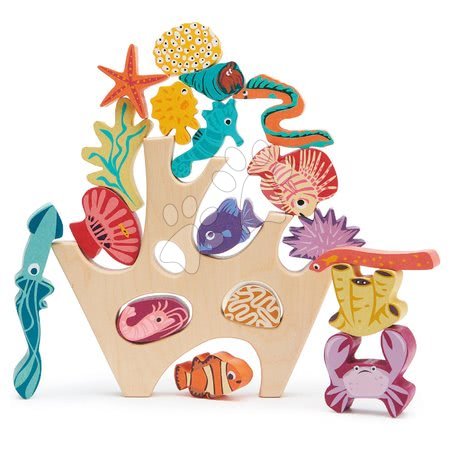  Készségfejlesztő fajátékok - Fa korallzátony Stacking Coral Reef Tender Leaf Toys - 4