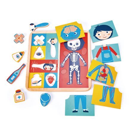 Drevené  hračky - Drevené puzzle ľudské telo Ouch Puzzle Tender Leaf Toys_1