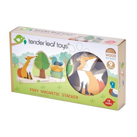  Készségfejlesztő fajátékok - Fa mágneses kirakós rókával Foxy Magnetic Stacker Tender Leaf Toys - 3