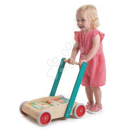 Fa építőkockák - Fa járássegítő kockákkal Baby Block Walker Tender Leaf Toys - 4