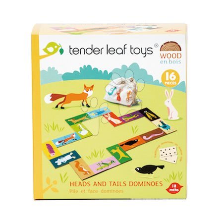 Fa oktatójátékok - Fa dominó Heads and Tails Tender Leaf Toys - 4