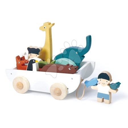 Dřevěné didaktické hračky - Dřevěný chlapeček a holčička se zvířátky The Friend Ship Tender Leaf Toys - 2