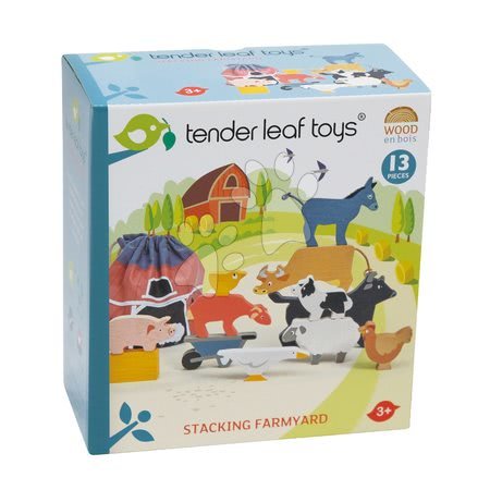 Drvene didaktičke igračke - Drvene domaće životinje Stacking Farmyard Tender Leaf Toys - 3