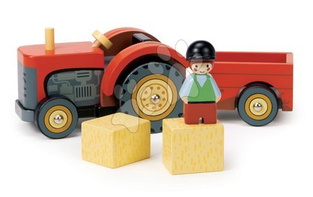 Dřevěná auta  - Dřevěný traktor s vlečkou Farmyard Tractor Tender Leaf Toys - 2