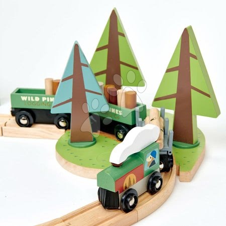 Favonatok - Fa vonatpálya fenyves erdőben Wild Pines Train set Tender Leaf Toys - 6