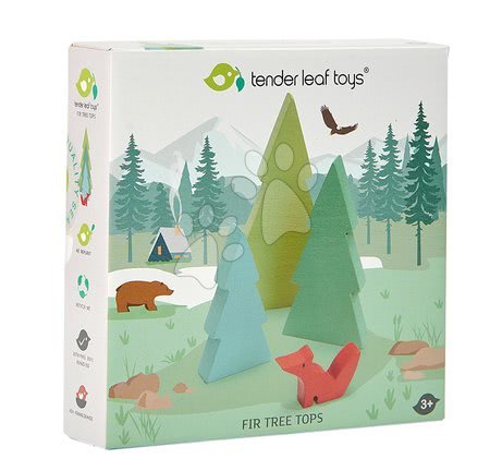 Dřevěné didaktické hračky - Dřevěné jehličnaté stromy Fir Tops Tender Leaf Toys - 1