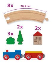 Dřevěné vláčky a vláčkodráhy - Dřevěná vláčkodráha Wooden Toy Eichhorn s doplňky domky a stromy 20 dílů_2
