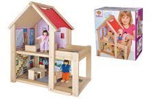 Dřevěné domky pro panenky - Dřevěný domeček pro panenky Doll's House Eichhorn komplet vybavený nábytkem a 2 figurkami výška 41 cm_0