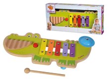 Dětské hudební nástroje - Dřevěný xylofon krokodýl Musictable Eichhorn s kladívkem 5 různých tónů od 12 měsíců_2