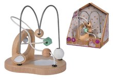 Dřevěné didaktické hračky - Dřevěný labyrint se zvonkem a zrcadlem Baby Pure Bead Maze Eichhorn hra se 2 drahami od 12 měsíců_2