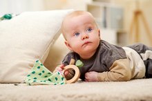 Chrastítka a kousátka - Dřevěné chrastítko Baby HIPP Grasping Toy Eichhorn s hadříkem na mazlení od 12 měsíců_2