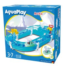 Wasserstraßen für Kinder - Wasserrutsche Arctic AquaPlay Mit der Wasserpumpe und dem Flusspferd Wilma in einem motorisierten Boot mit eigenem Antrieb._0