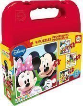 Puzzle Mickey Mouse kofferben Educa progresszív 25-20-16-12 db 24 hó-tól