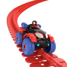 Autopiste - Pista auto flessibile Spidey Marvel Flextreme Set Spin Morales Smoby con auto elettrica 184 pezzi di pista 4,40 m di lunghezza con ragnatela da 4 anni SM180926_0