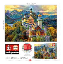 1000 delne puzzle - Puzzle Neuschwanstein Castle Educa 1000 dielov a Fix lepidlo od 11 rokov EDU19933_1