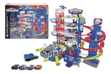 Garages - Garage avec ascenseur motorisé 6 étages Super Chase Center Majorette avec le son et la lumière, le train électronique avec 4 voitures à partir de 5 ans_1