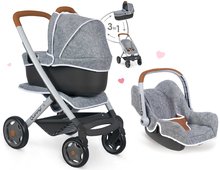 Set cărucior adânc și sport DeLuxe Pastel Maxi Cosi&Quinny Grey 3în1 Smoby și scaun de mașină