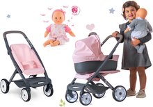 Set cărucior combinație triplă Powder Pink 3in1 Maxi Cosi & Quinny Smoby și păpușa Corolle cu sunete și cântece